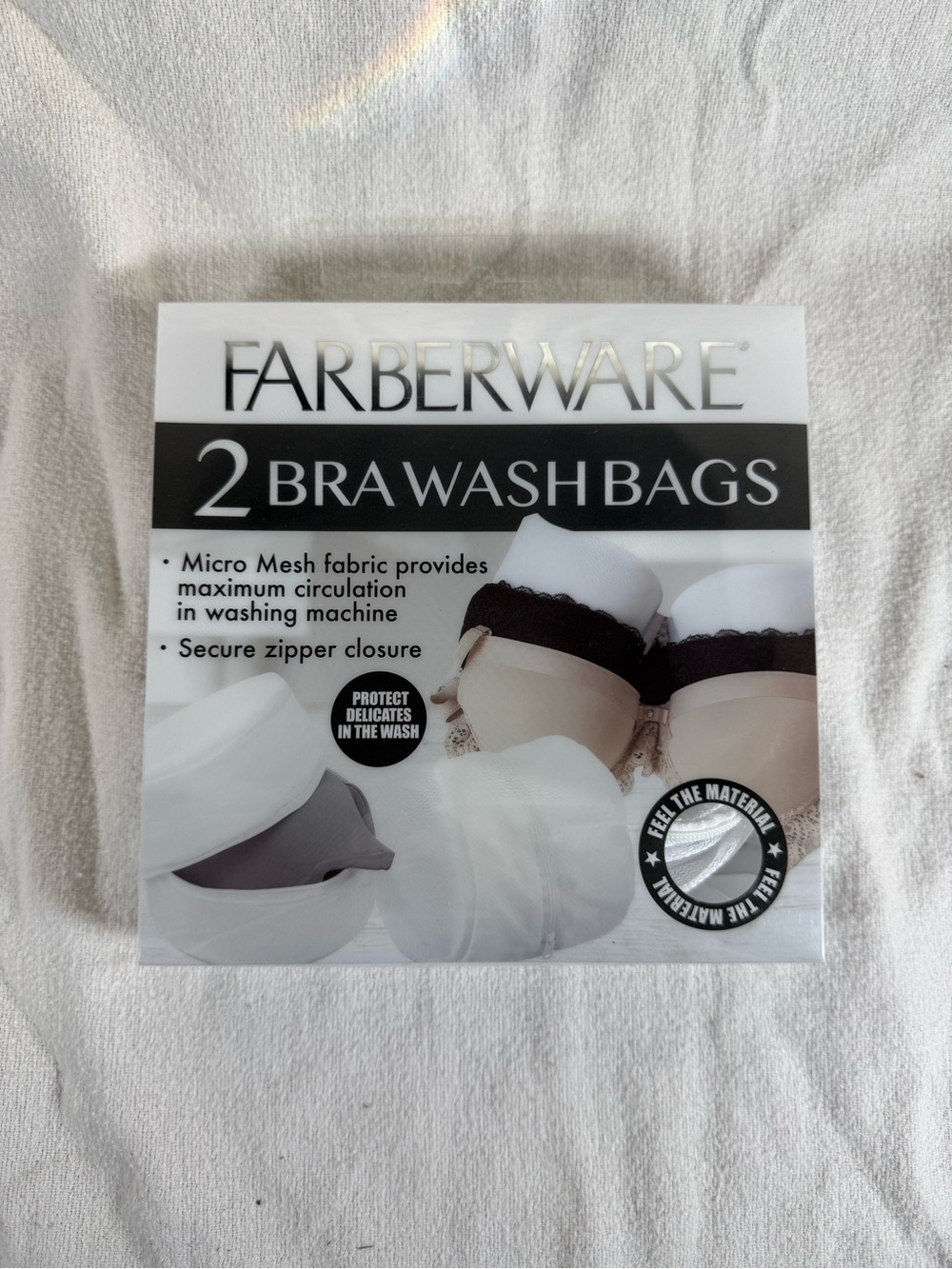 Farberware White Bra Wash Bags, 2-Pack